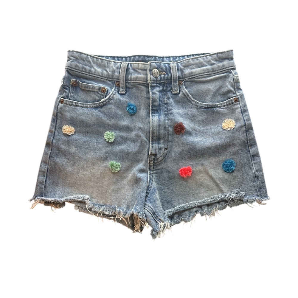 Lucky Brand,Women’s Pom-Pom Denim Jean Shorts, Size 4/27 - Picture 3 of 5